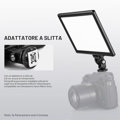 NEEWER 9" LED Panel Light, Dimming Lights for DSLR Camera with Mini Tripod, 4000mAh Battery, USB Type C Ports, 3200K~5600K CRI95+ 600Lux for Photography, Video, Streaming, NL-116AI