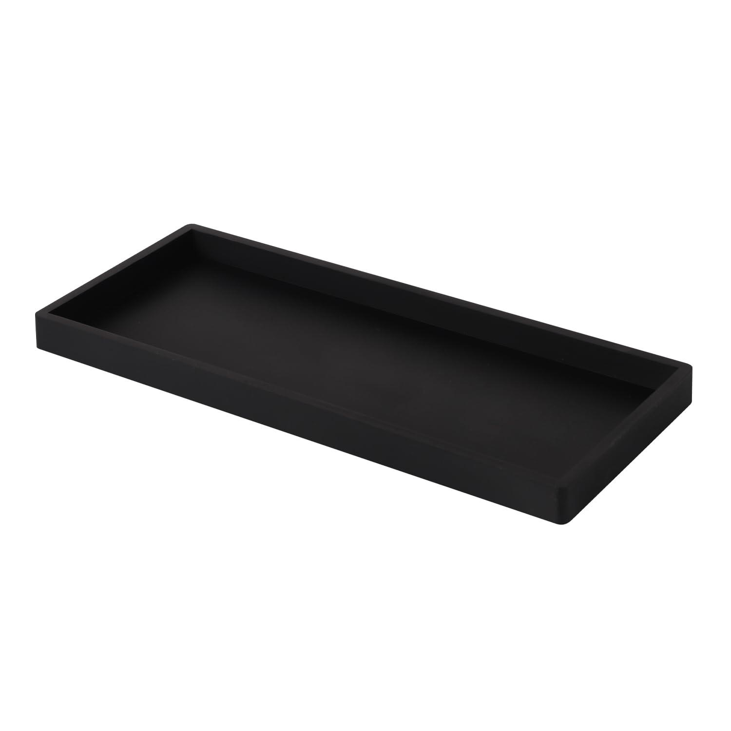 Bathroom Vanity Tray, Silicone Bathroom Counter Tray Thickened Bathroom Organiser Plate Bathroom Cosmetics Storage Tray Bathroom Decorative Tray for Bathroom Toilet Countertop Dresser (Black)