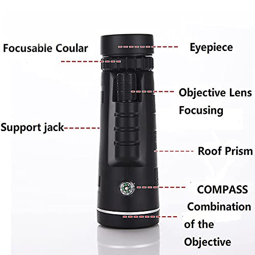H-THINK Monocular Telescope, 40X60 High Definition Monocular and Smartphone Holder & Tripod, high Power Monocular with Durable and Clear BAK4 Prism for Bird Watching,Camping, Hiking (Telescopic stand)