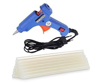 Glun 20 Watt Mini Hot Melt Glue Gun for Fine Craft Work (7 MM Diameter) (Blue Gun with 5 Glue Sticks)