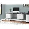 Monarch Specialties Contemporary Style-Home & Office Writing Table with Drawers and Metal Legs Computer Desk, 60″ L, White/Cement-Look