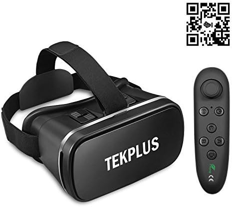 VR Headset, TEKPLUS Virtual Reality Headset with Remote Controller 3D VR Goggles Glasses for 3D Movies Video and Games for 4.0 - 6.0 inches IOS Apple iPhone and Android Smart phones