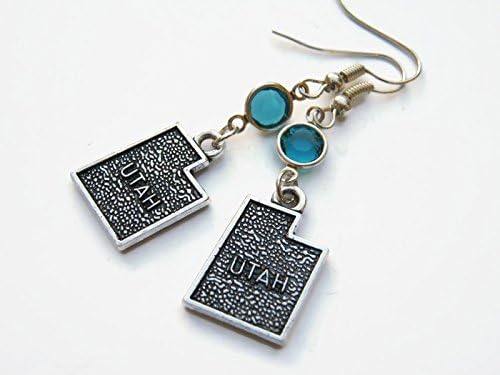Utah Birthstone Earrings, Personalized US State Map Earrings, Geography Jewelry, Western gift