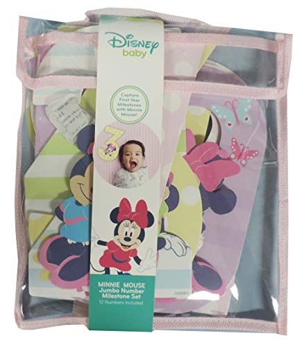 Disney Baby Milestone Month Girls Minnie Mouse Jumbo Newborn to 12 Months First Year Number Set for Taking Pictures Facebook Baby Album Scrapbook Memory Books - Thumbnail 4