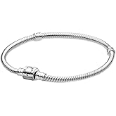 PANDORA Moments Barrel Clasp Snake Chain Bracelet - Silver Bracelet for Women - Sterling Silver - With Gift Box