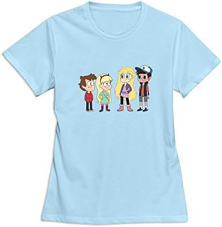 Women's Star Vs. The Forces Of Evil Meets Gravity Falls Customized 100% Cotton Size XL Color SkyBlue T-Shirts By Mjensen