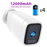 SDETER Wireless Battery Camera, 1080P WiFi IP Home Security CCTV Weatherproof System, Night Vision Motion Detection 12000mAh Rechargeable Battery Built-in for Outdoor Indoor