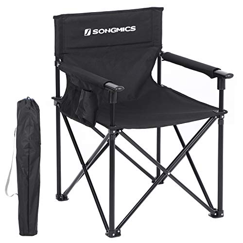 SONGMICS Camping Chair, Foldable Outdoor Chair, Director Chair with 3-Pocket, Makeup Artist, Hairdresser, Durable Structure, Max. Load Capacity 150 kg