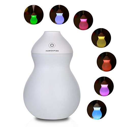 400ml Colorful Mini Humidifier USB Charging Powered Gourd Shaped Portable Aroma Diffuser Innovative Air Purifier for Baby Room Living Room Studying Yoga Office Spa(White Charging Model)
