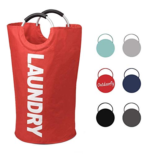 Outdoorfly Laundry Basket Large Collapsible Washing Hamper Foldable Clothes Bag with Handles (Red)