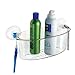 iDesign BPA-Free Plastic Power Lock Suction Wall Storage Basket Organizer Caddy for Bathroom Shower, Bath Tub, and Mirrors - Clear