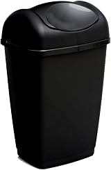 Easy Shopping 50L Swing Top Bin Plastic Waster Rubbish Recycle Bin Black view 1