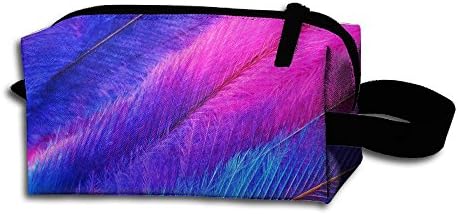 Beautiful Pink Blue Feather Popular Potable Makeup Organizer Bags Large Capacity Pencil Pen Case Cosmetic Bags For Travel Home Toiletry Purse Pouch With Zipper
