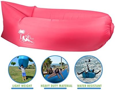 AirLay Nylon Inflatable Waterproof Sofa Lounger, Outdoor, Indoor, Couch, Beach, Camping, Hammock, Pool, For Kids and Adults / Can hold up to 2 people / Floats on water / Usable on snow (Pink)