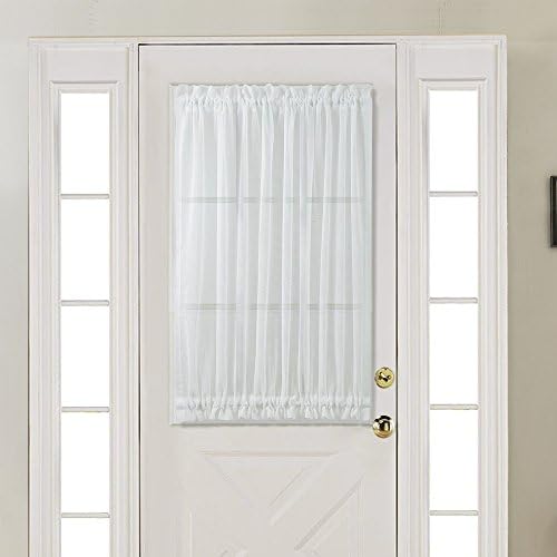 DMMX French Door Sheer Curtain With Bonus Tieback, Made of Linen Look Fabric, Single Panel, 52"W X 40"L, White