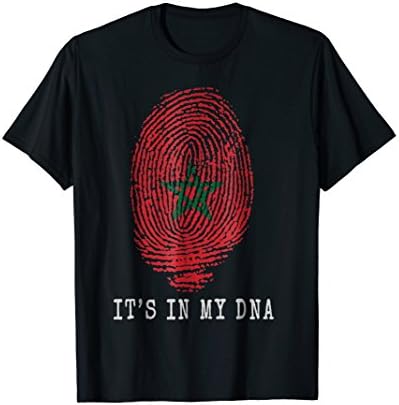 Mens Morocco Flag Fingerprint Design It's In My DNA T-Shirt Medium Black