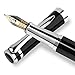 BEILUNER Luxury Fountain Pen Set [INTENSE BLACK] - Medium Point - Modern Classic Limited Edition - Includes 6 Ink Cartridges & Ink Refill Converter with Gift Case - Perfect for Men and Women