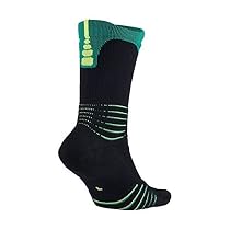 Nike Elite Versatility Crew Basketball Socks (Small, Black/Rio Teal/Volt)
