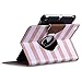 ULAK iPad Mini Case,iPad Mini 2 Case,iPad Mini 3 Case, 360 Degree Rotating Synthetic Leather Stand Case Smart Cover for Apple iPad Mini 1/2/3 with Auto Sleep/Wake Function (Rose Gold/White Stripes)