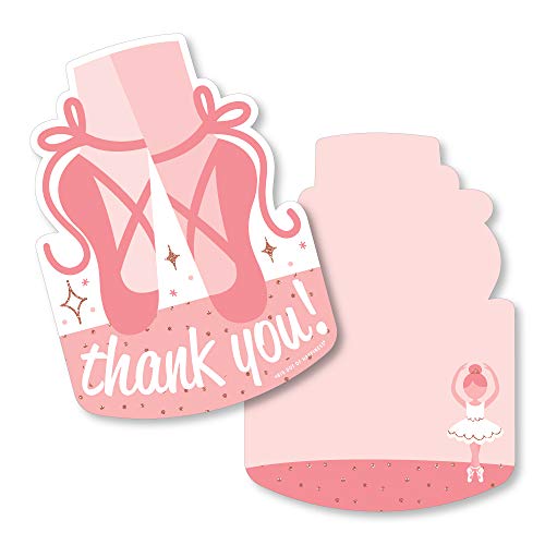 Big Dot of Happiness Tutu Cute Ballerina - Shaped Thank You Cards - Ballet Birthday Party or Baby Shower Thank You Note Cards with Envelopes - Set of 12