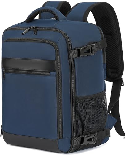 KLOSTAIN Mochila 40x30x20 Viaje Cabina Avión Equipaje de Mano 24L para Ryanair EasyJet Eurowings, Capacidad para Portátil 15,6 Pulgadas, Hombre Mujer,Azul Oscuro
