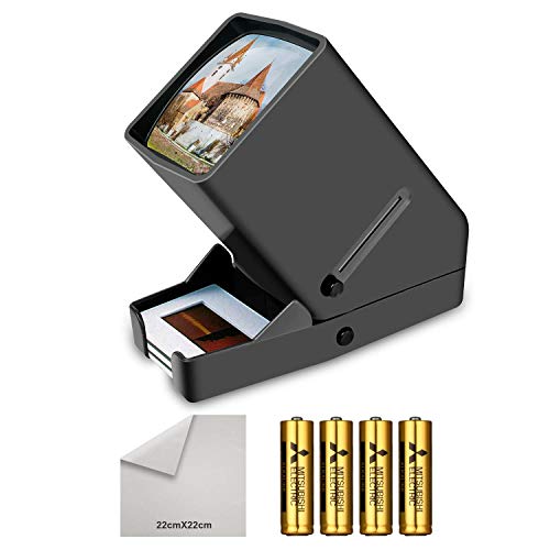 Rybozen 35mm Film and Slide Viewer, 3X Magnification and Desk Top LED Lighted Illuminated Viewing and Battery Operation-for 35mm Slides & Positive Film Negatives(4AA Batteries Included) (Best Projector For Daylight Viewing)