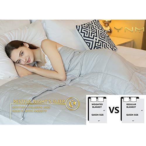 YnM Weighted Blanket (17 lbs, 60''x80'', Queen Size) | 2.0 Heavy