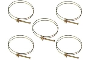 POWERTEC 70218 6 Inch Double Wire Hose Clamp with bolt, Adjustable Hose Clamps for Dust Collection Hose, Dust Collection System Accessories, Dryer Vent Hose & Leaf Vacuum Hose, 5 pk (Color May Vary)