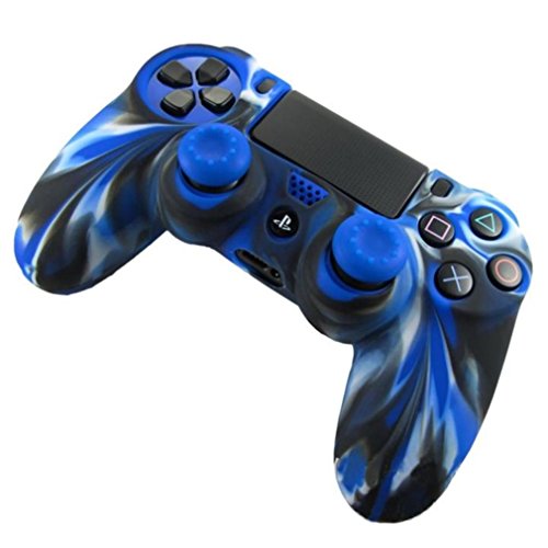 Detonation Model Game Controller Accessories,Ikevan Soft Camouflage Silicone Case Cover For Playstation PS4 Controller (Blue) - Thumbnail 2