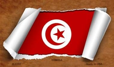 Tunisia Flag Scroll Novelty Metal Magnet M-9302 MINI Licence Plate Magnet