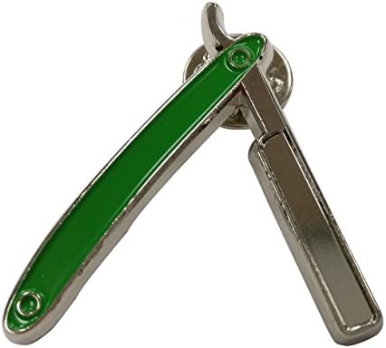 Barber Straight Razor Lapel Barber Pin Barbering Supply Razor Straight Edge Pin (Green)