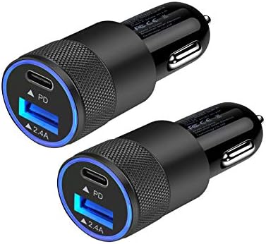 Quick Charge 3.0 Fast Charging Car Adapter, 30W Power Delivery USB C Adapter PD Car Charger 2 Port Compatible for iPhone SE 2020 12 11 Pro Max Pixel 5 4XL,Samsung S20 FE,Note 20 Ultra A01 A10e 2PACK