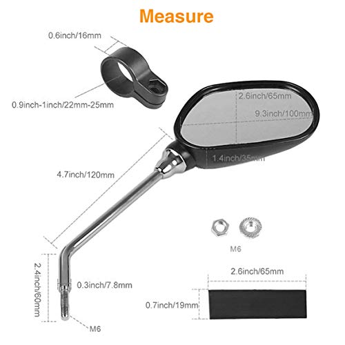 Ruikarhop Bike Rearview Mirrors,Adjustable Rotatable Handlebars Glass Mirror for Folding Bicycle Electric Mini Bike Motorcycle