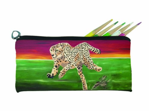 Cheetah Small Pencil Bag, Eye Glasses Case - From My Original Painting, Twilight Run - Support Wildlife Conservation - Read How