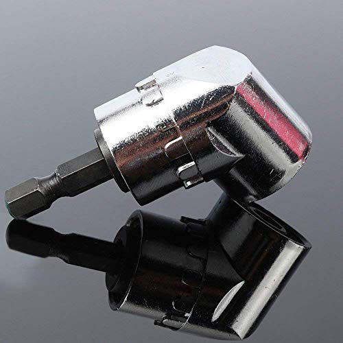 105 Degree Right Angle Extension Power Screwdriver Drill Attachment,90° Drill Bit Adapter,Square Hole Drill Bit with 1/4 inch Drive 6mm Hex Quick Change Magnetic Drill Bit Angled Bit Power Drill Tool