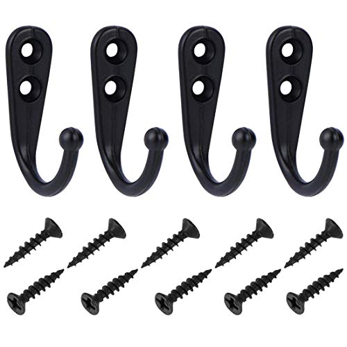 Small Hooks,Coat Hooks,40 Pieces Wall Mounted Hook Robe Hooks and 80 Pieces Screws,Black