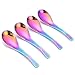 efoot Soup Spoon,4PCS Rainbow Spoon, Stainless Steel Soup Spoon Coffee Spoons Ice Cream Spoon Perfect for Home and Kitchen