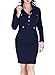 Miusol Women's Vintage Navy Style Long Sleeve Slim Business Pencil Dress Navy Blue Medium