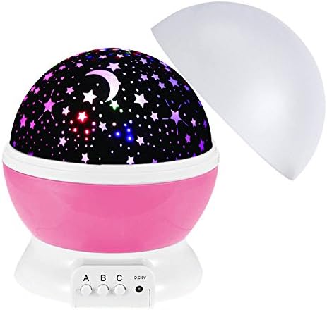 Whjone Star Projector Star Sky Night Lamp Night Lights for Kids 360 Degree Rotation 4 LED Beads With USB Cable(pink)