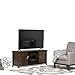 SIMPLIHOME Bedford SOLID WOOD Universal TV Media Stand, 53.9 inch Wide, Living Room Entertainment Center, Storage Cabinet with Glass Doors, for Flat Screen TVs up to 60 inches in Dark Tobacco Brown
