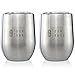 BAR NONE Wumbler Set of 2 | Stainless Steel Wine Tumbler with Lid Insulated Wine Glasses Insulated Wine Tumbler with Lid Wine Tumblers Metal Wine Cups Stemless Wine Tumbler (Stainless Steel, 12 oz)