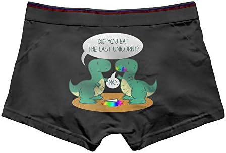EQYI Eilinquyo Men's The Last Unicorn Dinosaur Ultra Soft Boxer Briefs Modern Cotton Underwear Wide Waistband Trunk 3X Black