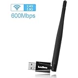 Leelbox Wifi Adapter AC 600Mbps Dual Band (2.4G/150Mbps+5G/433Mbps) Wireless Network USB Wifi Adapter with 802.11N/G/B High Gain External Antenna Support Windows XP/Vista/7/8/8.1/10/Linux/Android