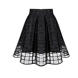 NEARTIME Women's Skirt, Organza Skirts High Waist Zipper Ladies Short Tulle Skirt (Black, XL)