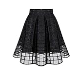 FUNIC,Women Organza Skirts High Waist Zipper Ladies