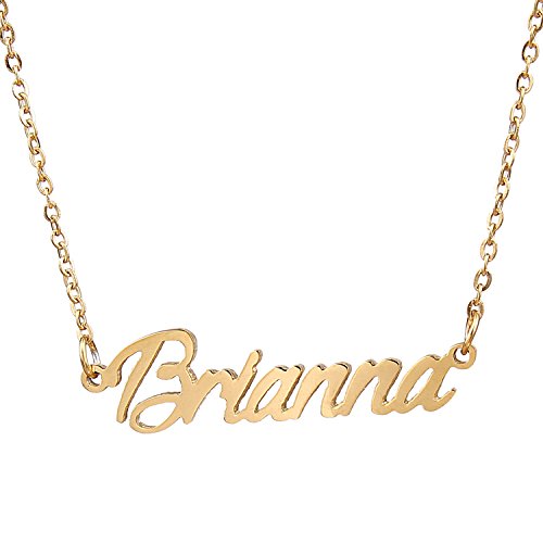 AOLO Gold Plated Cursive Names Necklace Friendship Jewelry, Brianna