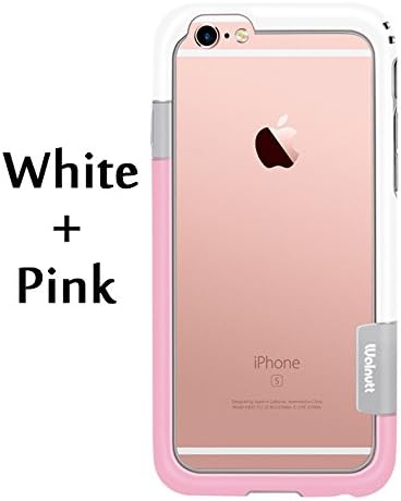 Aimartz TM For iPhone 6s 4.7inch 6 Color Walnutt Soft TPU Hybrid Bumper Frame Case Cover Side Protection for iPhone 6 [For iPhone 6 6s White And Pink]