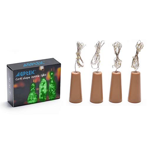 AGPTEK Bottle Lights, 4PCS Cork Shape Lights 75cm/30inch Copper Wine Light Starry Light for Christmas Wedding and Party Halloween Decoration - Green