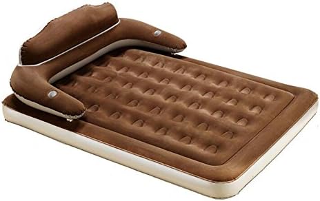 Kcanamgal Single Double Air Bed, Back Mattress Home Bedroom Air Bed Built-In Electric Pump Convenient Water Level Cup 203 * 152 * 22Cm,Brass [Energy Class A]