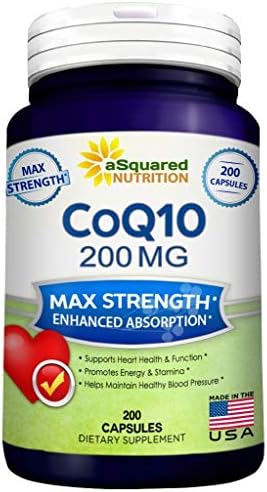 aSquared Nutrition Pure CoQ10 High Potency, 200 mg -200 Capsules